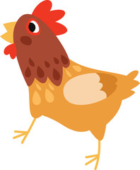 A cartoon vector illustration of cute cartoon chicken.