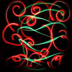 Abstract drawing with a flashlight in a dark room. Freezelight