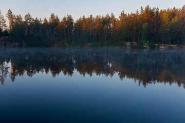 Early morning at the forest lake