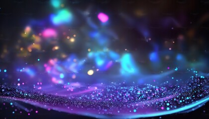 3D rendering out of focus abstract dazzling glitter dark blue backdrop. Generative Ai.
