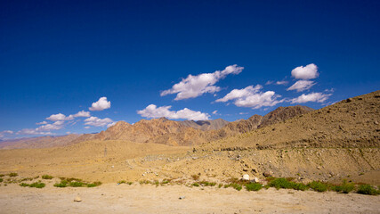 Naklejka na ściany i meble Scenery In leh Ladakh India, road and mountain during sunny day.
