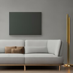 A minimalist and modern living room with a single statement piece of art and a neutral color palette2, Generative AI