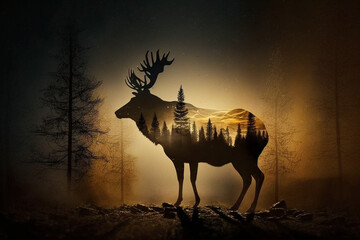 Elk Double Exposure