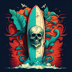 Skull and Surfboard Symbol Art