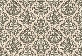 Damask seamless pattern element. Vector floral damask ornament vintage illustration.