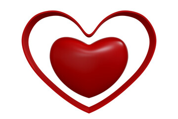 Happy Valentines Day decorated with hearts on png background. Red hearts isolated on transparent background.