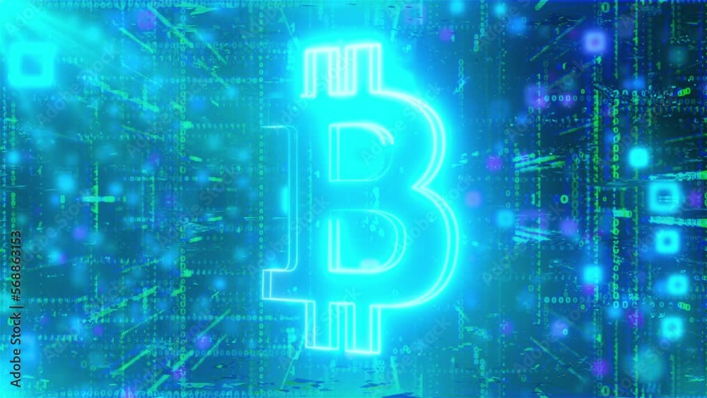 Poster digital bitcoin background. computer generated 3d render