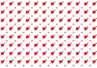 Seamless pattern Red hearts and arrows with small pink hearts vector icons. valentine's day background.