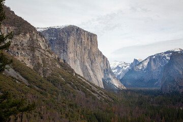 View of nature landscape at view point Yosemite National Park in the winter,USA.