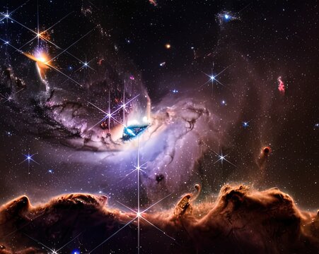 Beta Tauri, Star, Space Art. Generative AI.