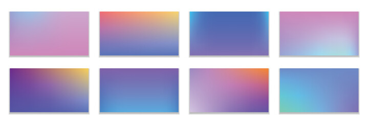 Set of colorful gradient mesh blurry background. For covers, banners, posters, flyers, websites, branding and other projects. Vector EPS10
