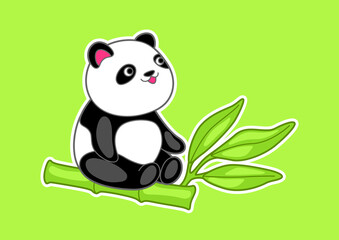 Kawaii cute illustration of little panda. Funny animal character in cartoon style.