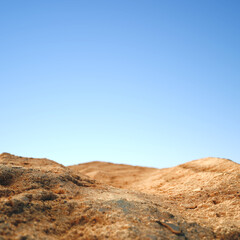 Fototapeta na wymiar Gold sand desert landscape and sky 3d rendering minimal product display background