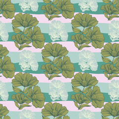 Delicate floral line seamless pattern. Vintage flower background.
