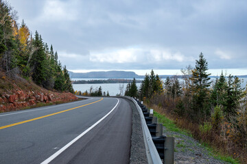 Lake Superior Circle route on Highway 17 in northwestern Ontario overlooking Kama Bay