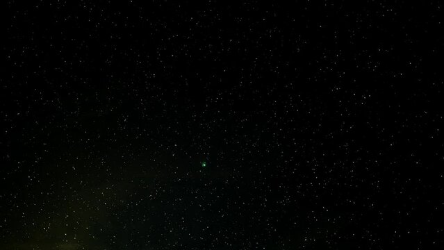 On February 1-2, 2023, the rare green comet C/2022 E3 (ZTF) made its closest approach to earth. This comet with fireball meteors timelapse video was taken in the early hours of 2-2 near Ashland Oregon