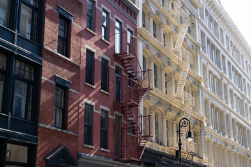 Fototapeta premium Row of Beautiful Colorful Old Buildings in SoHo of New York City