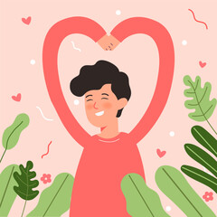 Big Isolated cartoon Vector of young girl and boy in love, couple sharing and caring love, light color backgrounded, illustration