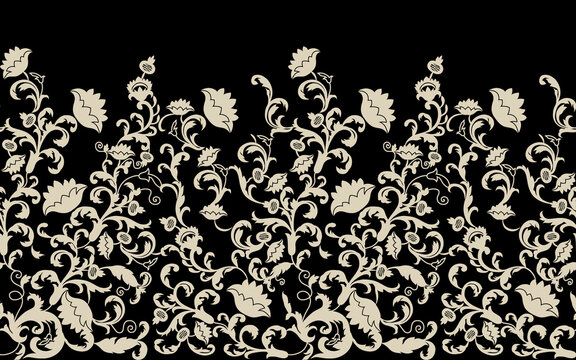 Flower vintage scroll Baroque Victorian frame border lily peony floral ornament leaf engraved retro pattern decorative design tattoo black and white filigree calligraphic