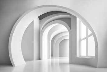 Abstract architecture. Modern white interior design, generative ai