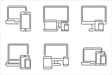 Devices and Electronics icons. Computers and mobile phones icon set. vector illustration on white background