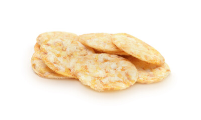 Heap of chips isolated on white.