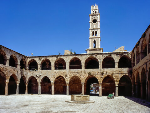 Khan al-Umdan largest caravanserai in Acre, Israel was built in 1784 during Ottoman rule 
