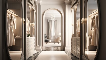 Luxury interior wardrobe for elegance clothes