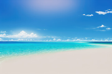 Blue sky, blue ocean and white sand beach, Generative AI