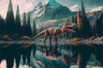 landscape with Dinosaurs  wallpaper abstract artwork.