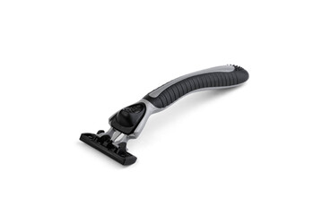 3 blades system razor with replaceable cartridges isolated on white background.