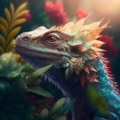 close up of lizard head.