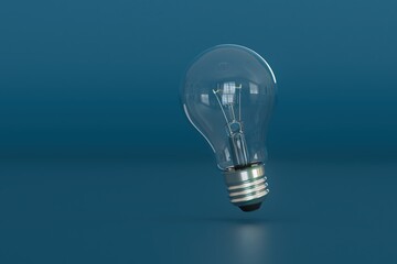 an old light bulb on a turquoise background. copy paste, copy space. 3D render