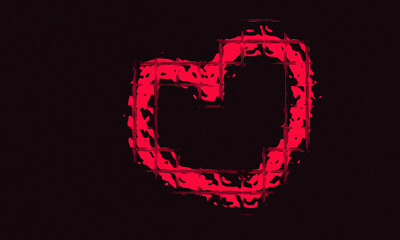 Heart neon sign through glass refraction. Valentine's day. Retro design 