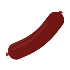 Salami flat vector illustration. Cartoon drawing of stick of smoked sausage isolated on white background. Food, meat, butchers shop concept