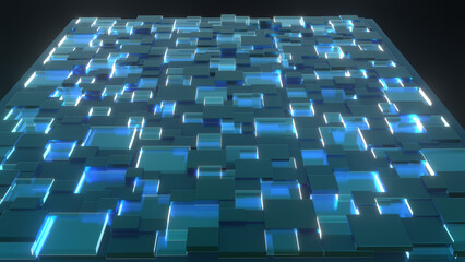  technology background blue light pixel box