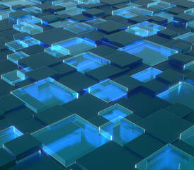 Obraz premium technology background blue light pixel box