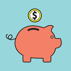 Piggy Bank. Fully scalable vector icon in outline style.