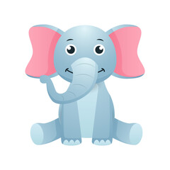 Elephant . Cute isolated cartoon vector .
