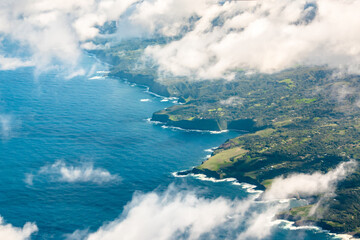 Aerial of Maui, HI Coastline on Sunny Day