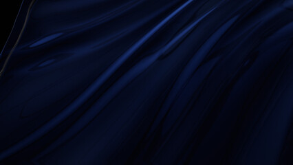 Fototapeta premium 3D illustration, fabric, blue, wave, smooth, , backdrop, pattern, wallpaper, motion, color, material, water, luxury, cloth