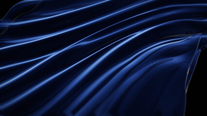 Fototapeta premium 3D illustration, fabric, blue, wave, smooth, , backdrop, pattern, wallpaper, motion, color, material, water, luxury, cloth