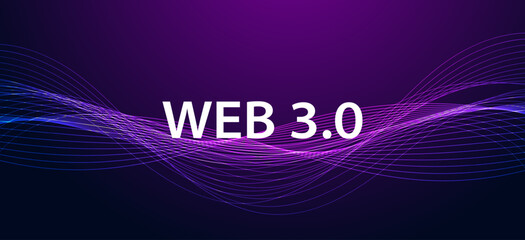 Abstract wave technology purple modern web 3.0 concept is free access to information or services without intermediaries to control and censorship.