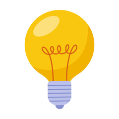 Retro light bulb. Vector illustration of electric bulb glowing brightly isolated on white. Electricity concept