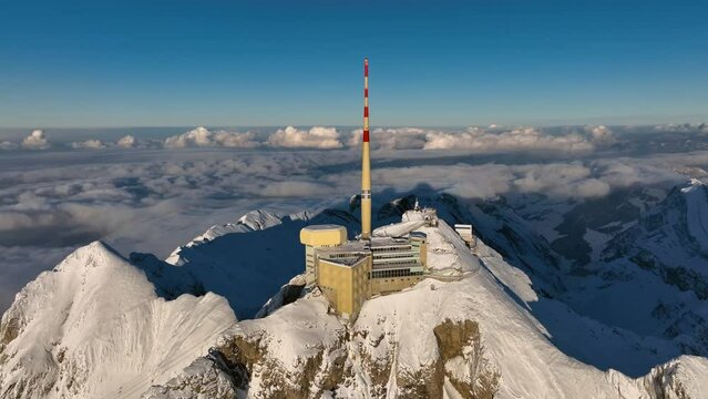 Aerial View of the Mountain Seantis in the Swiss Alps, Switzerland. Santis