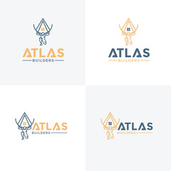 lines Atlas Construction logo design vector template