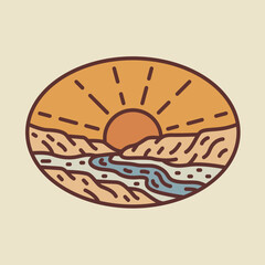 Mountains and sunrise graphic illustration vector art t-shirt design