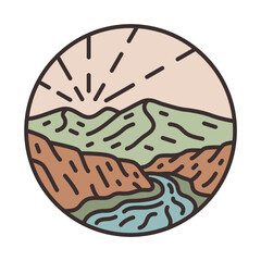 Mountains and sunrise graphic illustration vector art t-shirt design