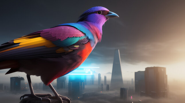portraid of a colorful bird, 3d design, highly detailed, super sharp, beautiful