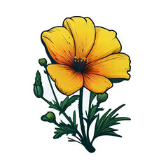 Cute yellow flower hand drawn element, perfect for decorating  Valentine Day or Mother Day card.